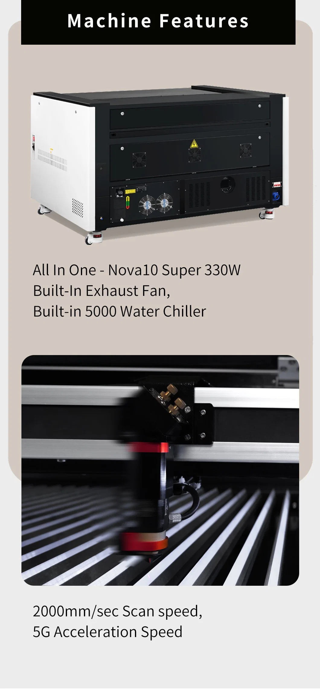 Factory Supplier 80W/100W RF30W/60W 1070 WiFi Autofocuswood 3D Printed Laser Cutter with Ruida Control and Lightburn Software (All In One Design)